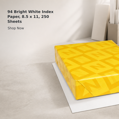 94 Bright White Index Paper, 8.5 x 11, 250 Sheets
